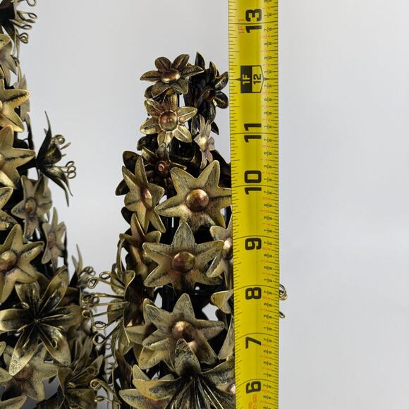 Extra Large Christmas Tree Holiday Centerpiece Decor Set 2 Gold Flowers Bronze - Picture 10 of 13